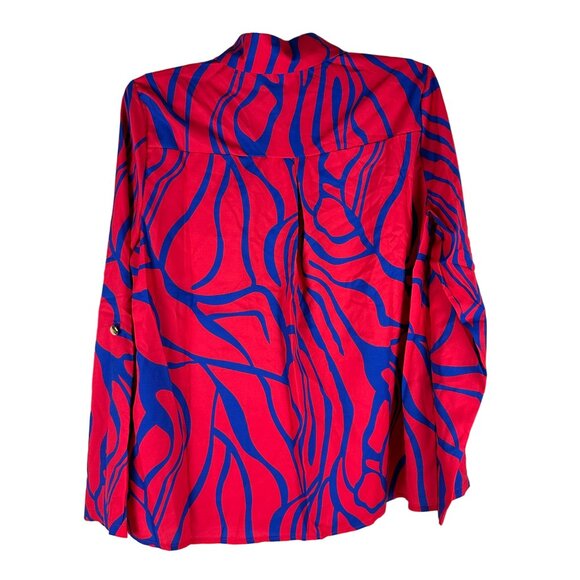 Womens Vibrant Abstract Print Button-Up Shirt - Size Medium - Picture 2 of 5